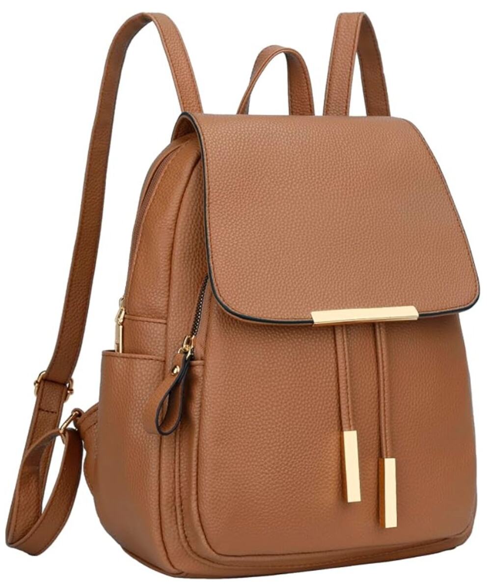 Leather Small Backpack Purse, Shoulder Travel Daypacks- Brown